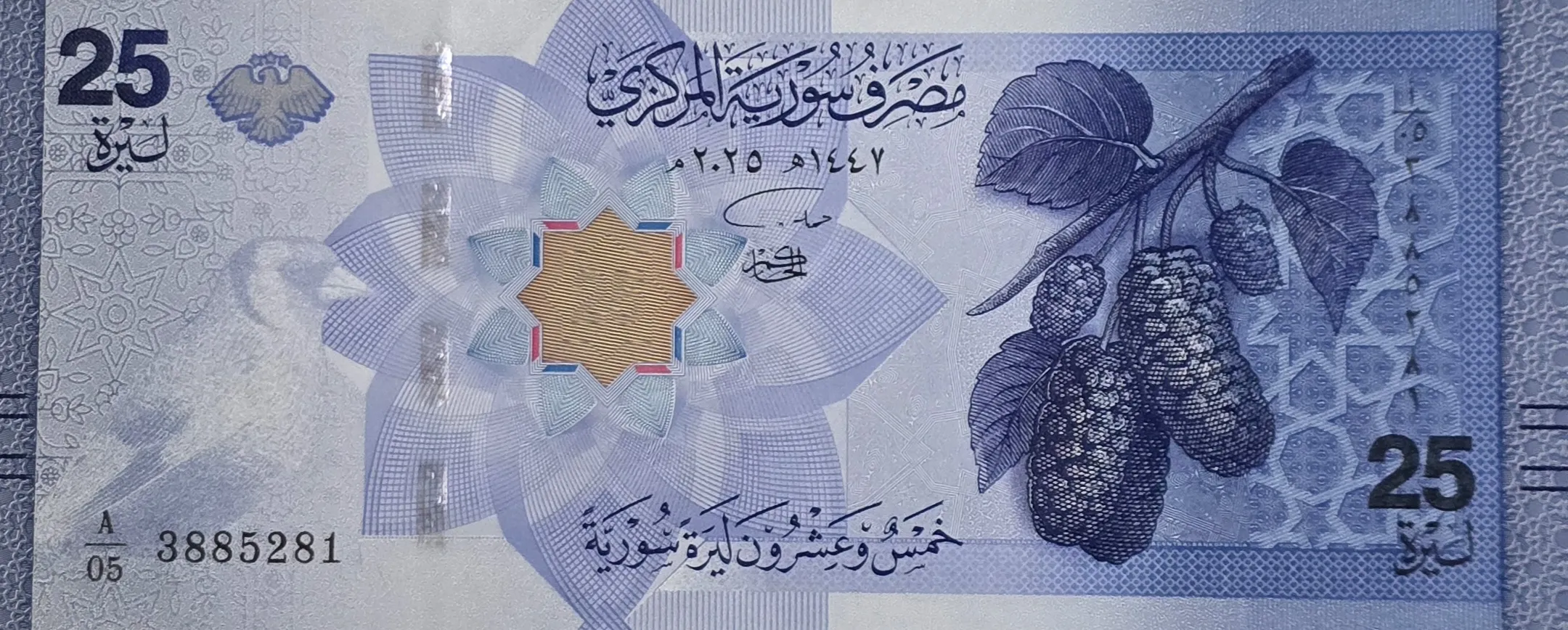 اسکناس سوریه ۲۵ لیر سوریه سری جدید چاپ دوران حکومت جولانی